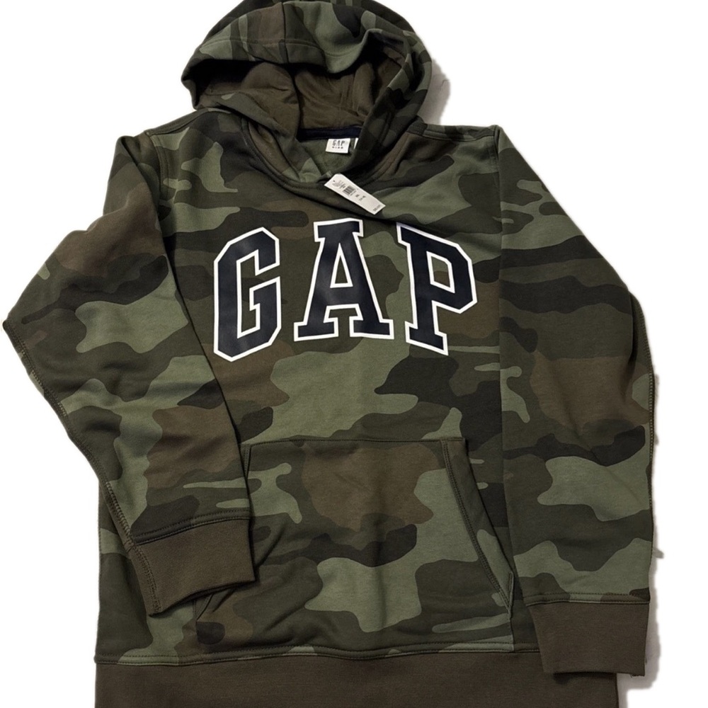 GAP Kids Logo Olive Camouflage Hoodie size small. New in packaging